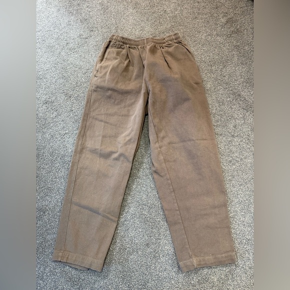 Oak + Fort Caramel Beige Relaxed Fit Pants 100% Cotton Made in Korea size M - Picture 2 of 4